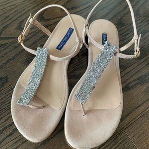 Stuart Weitzman Pink Nude Flat Sandal with Silver Design